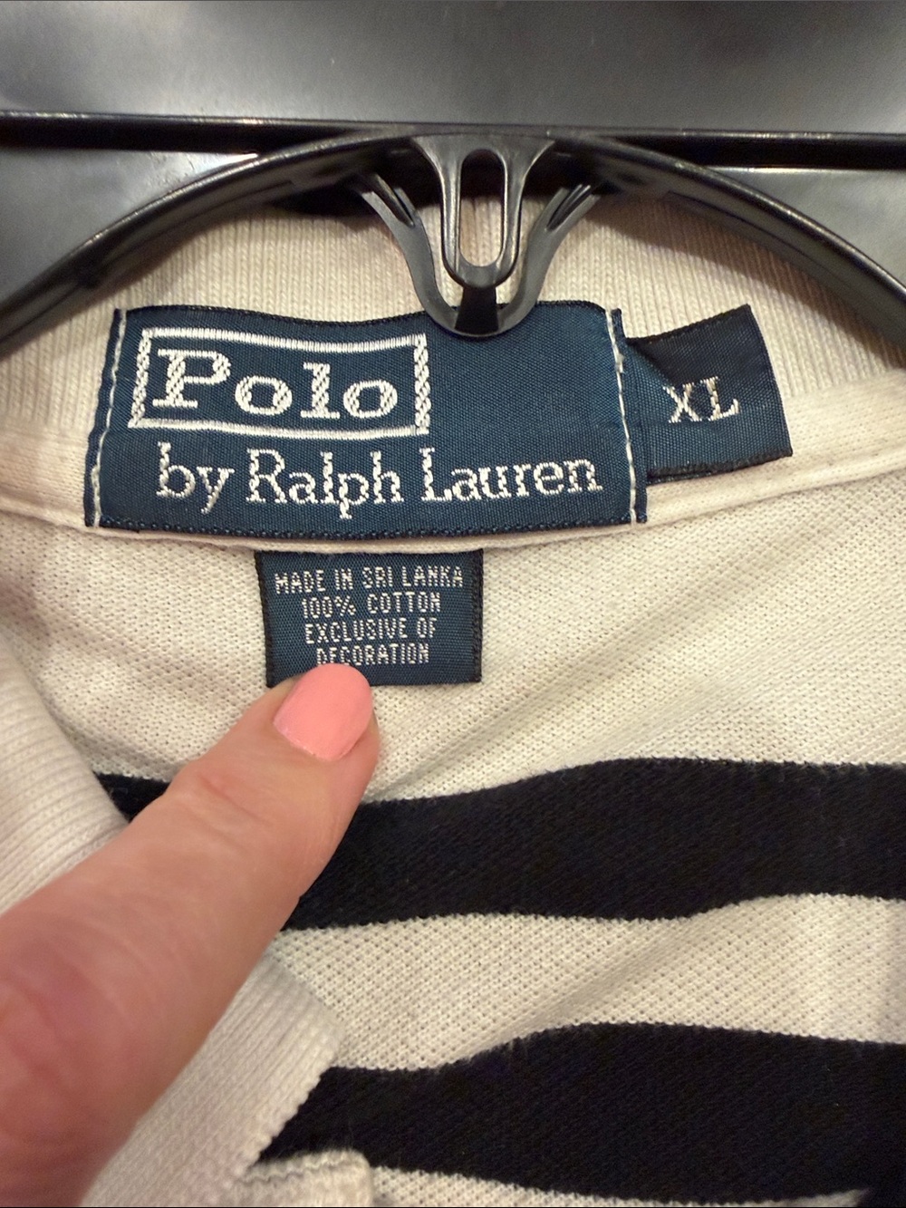 Polo by Ralph Lauren Black & Cream Striped Crewneck Sweater
